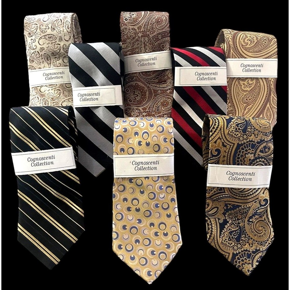 8 Piece Men’s Tie Lot Sugar Chicago 100 % Silk REPP 57/59 X 4" Cognoscenti Coll.